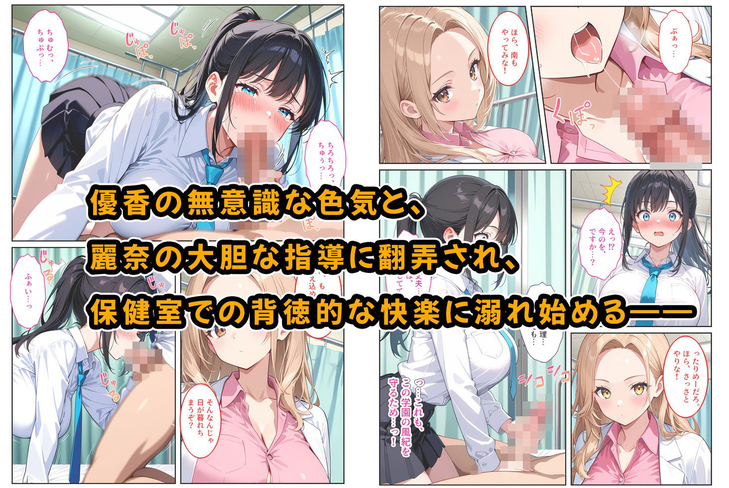 快楽に目覚めた無垢な爆乳風紀委員長とドMなギャル保健医に射精管理されています! 画像8