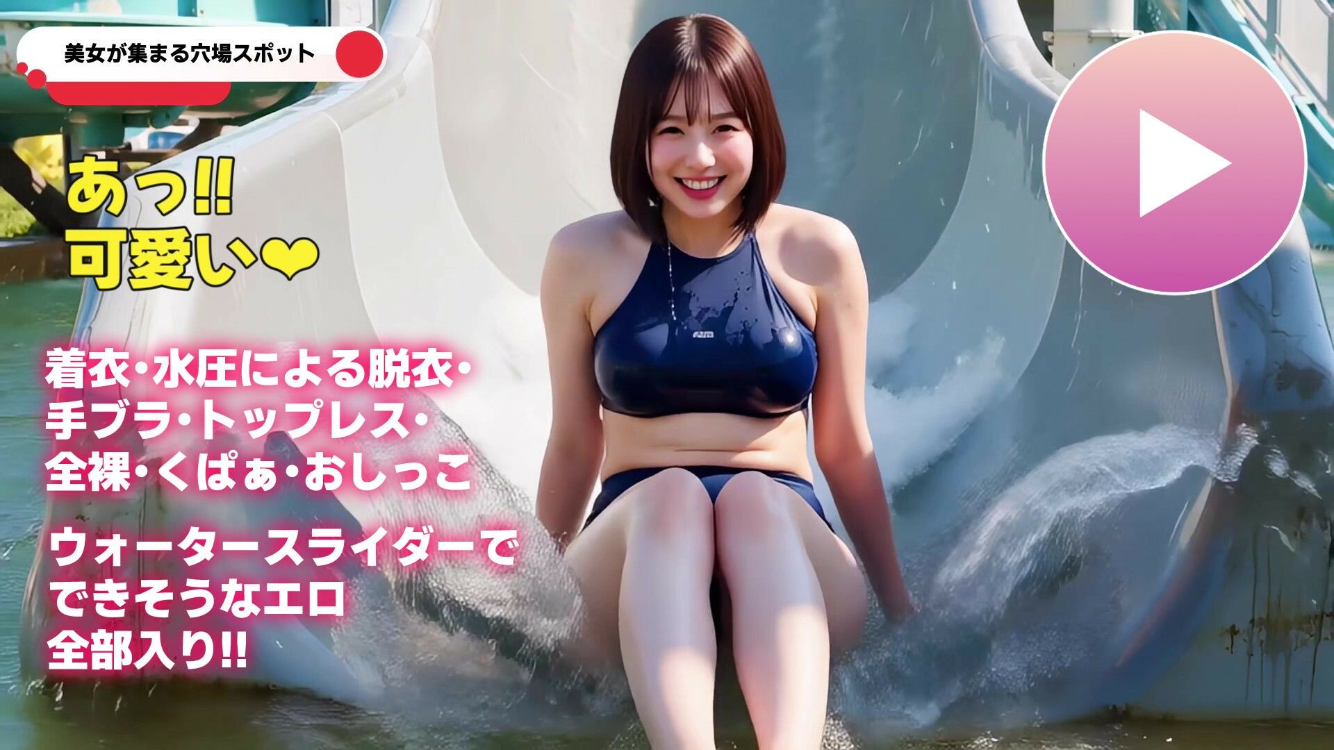 【動画】ポロリも中出しもあるよ！エロすぎ爆乳ウォータースライダー！！ 画像2