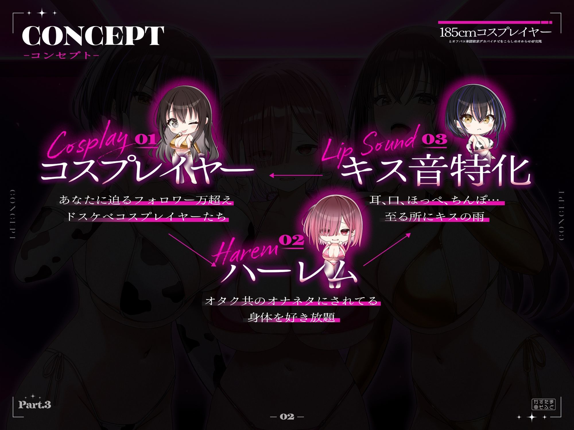 【2周年記念110円/約3時間半キス音特化フォーリー】185cmコスプレイヤーとオフパコpart3〜承認欲求デカパイチビをこらしめオホらせ4P交尾〜 画像2