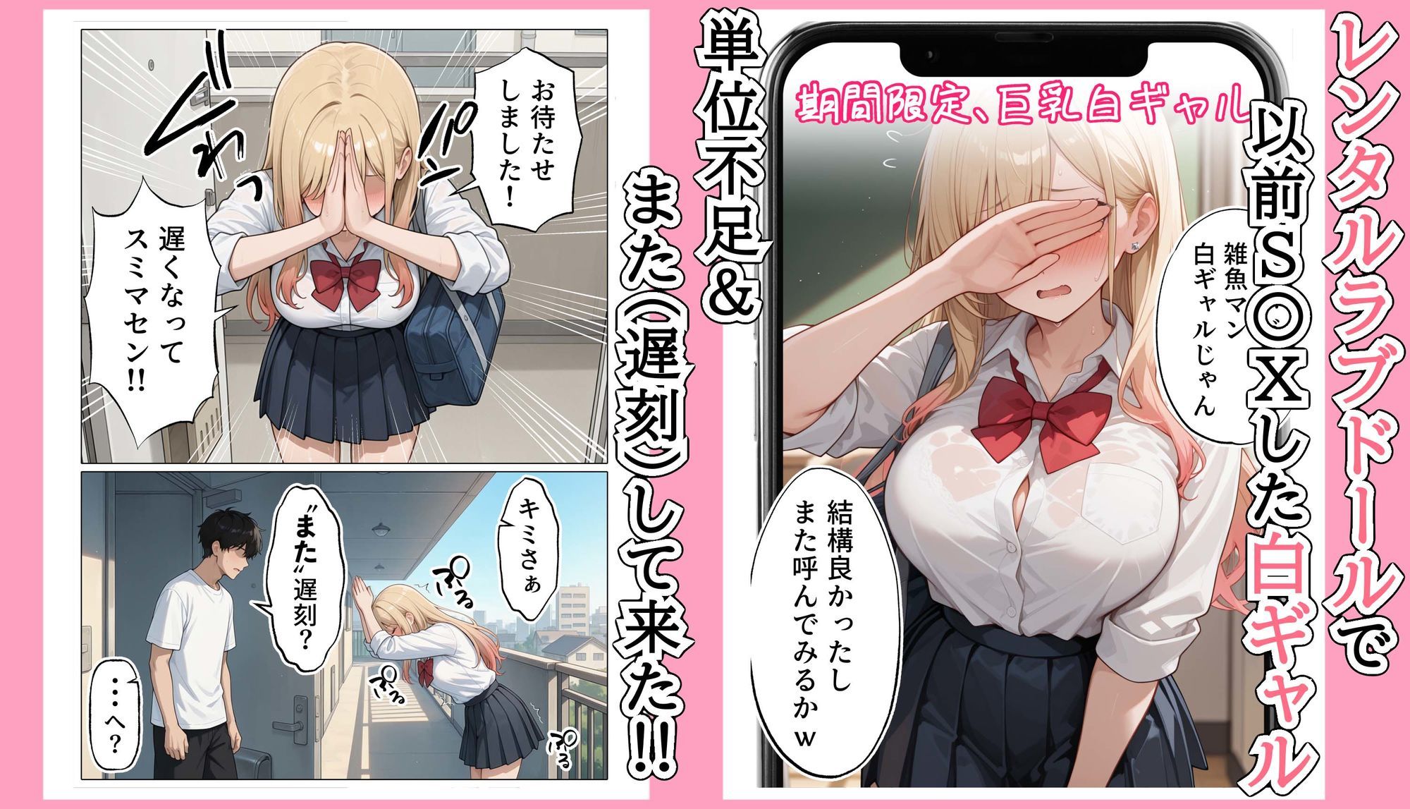 【続編:白ギャルJK2】ラブドール頼んだら、白ギャルJKが来た 画像1