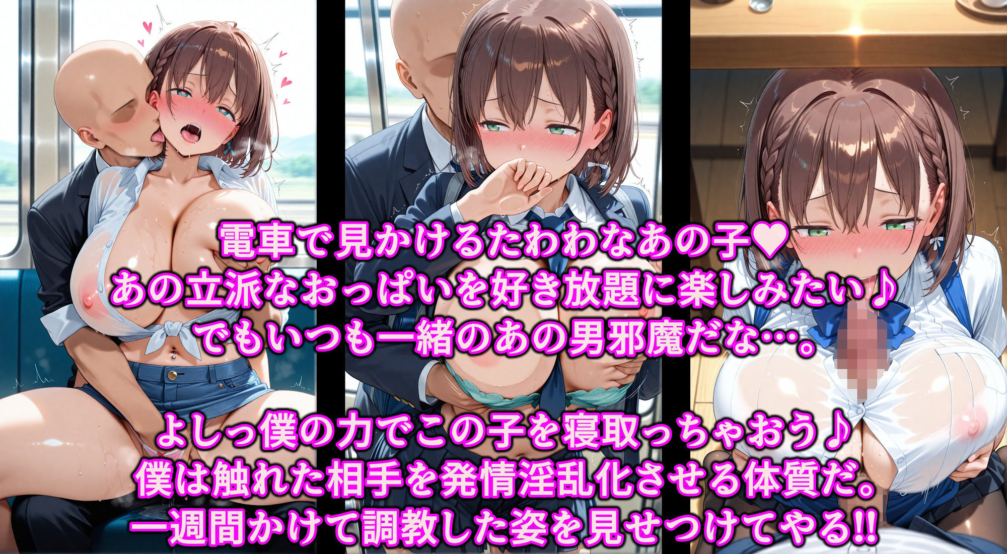 お兄さんから爆乳女子をNTR！！媚薬タッチでたわわJ系を快楽堕ち！！チンポ中毒のドスケベ痴女に淫乱調教 画像1