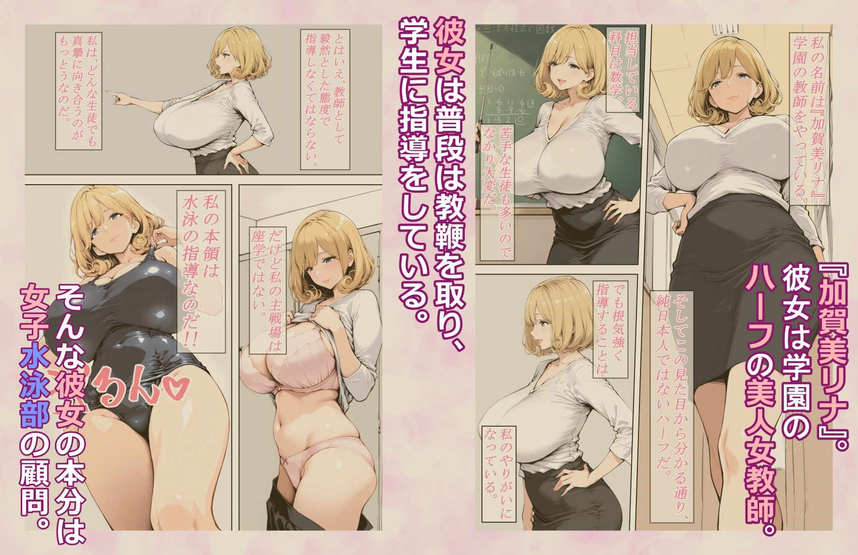 美人巨乳水泳教師に憑依したのでオナニーして教え子とレズセする!! 画像2