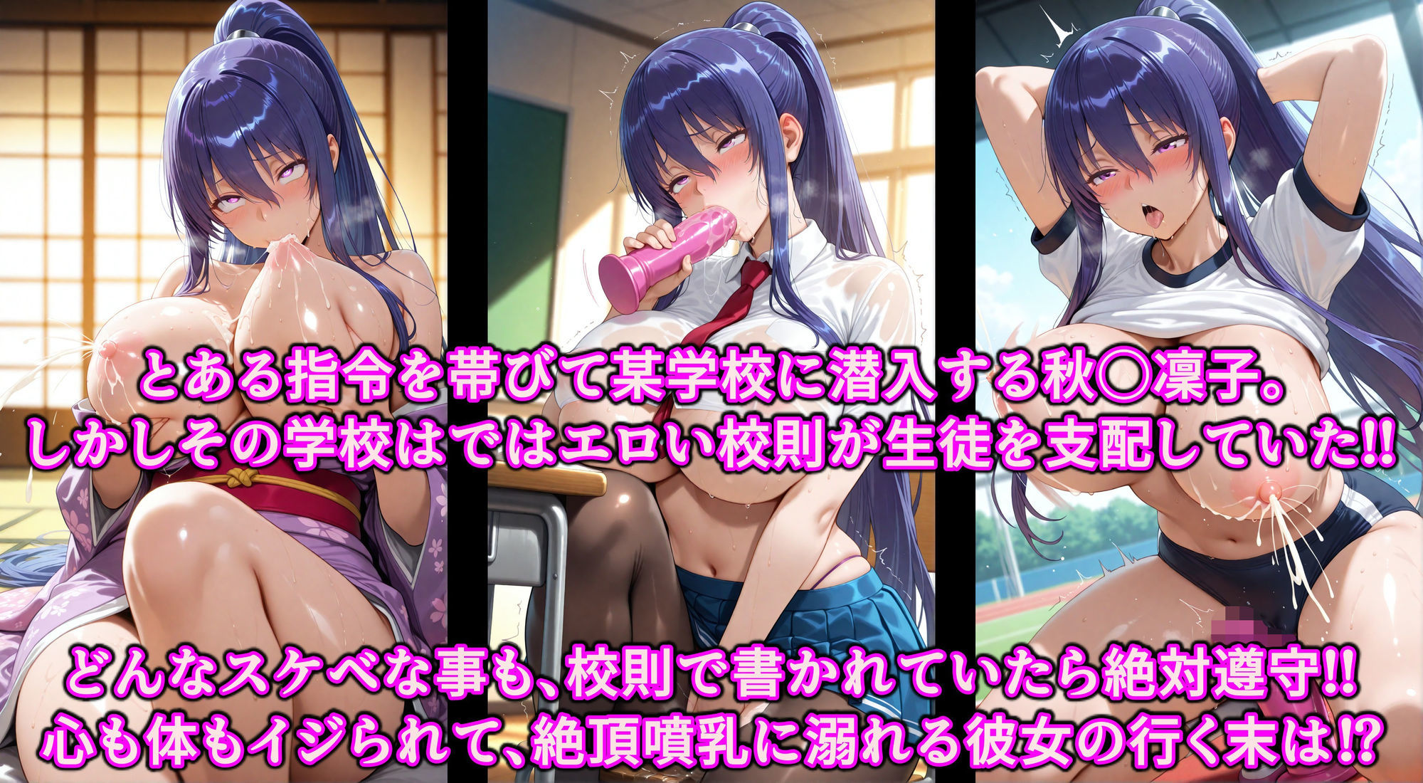 極秘潜入!!いいなり女学院!!スケベ校則に絶対服従エロコス教育!!射乳家畜洗脳で精子中毒オナホ対魔忍 画像1