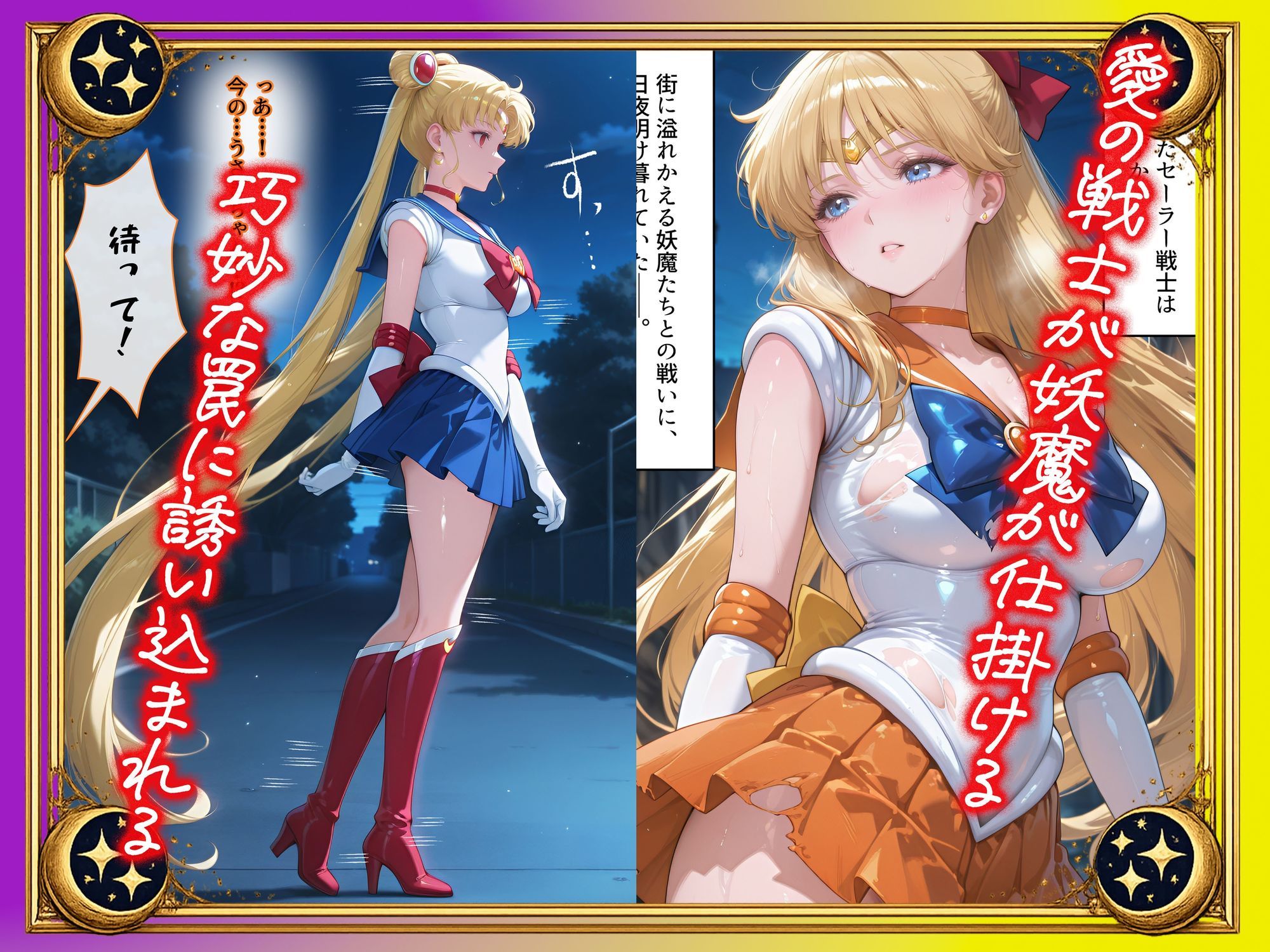 【セリフ付】悪魔に敗北〜快楽堕ちさせられた金の戦士編〜 画像1