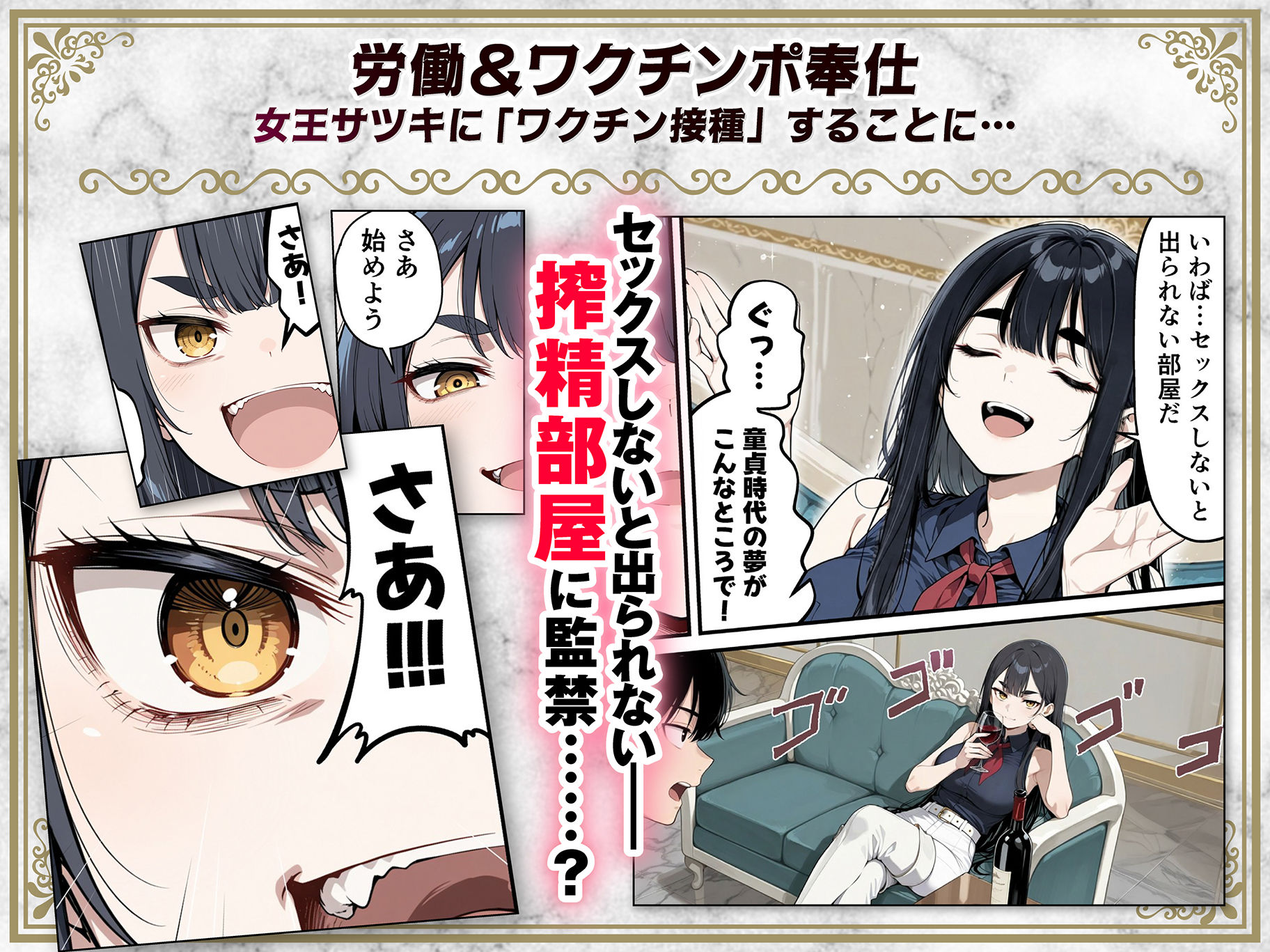 太眉おっぱい長官と貧乳ジト目副官にワクチンポな僕が搾精部屋へ閉じ込められる話 画像4