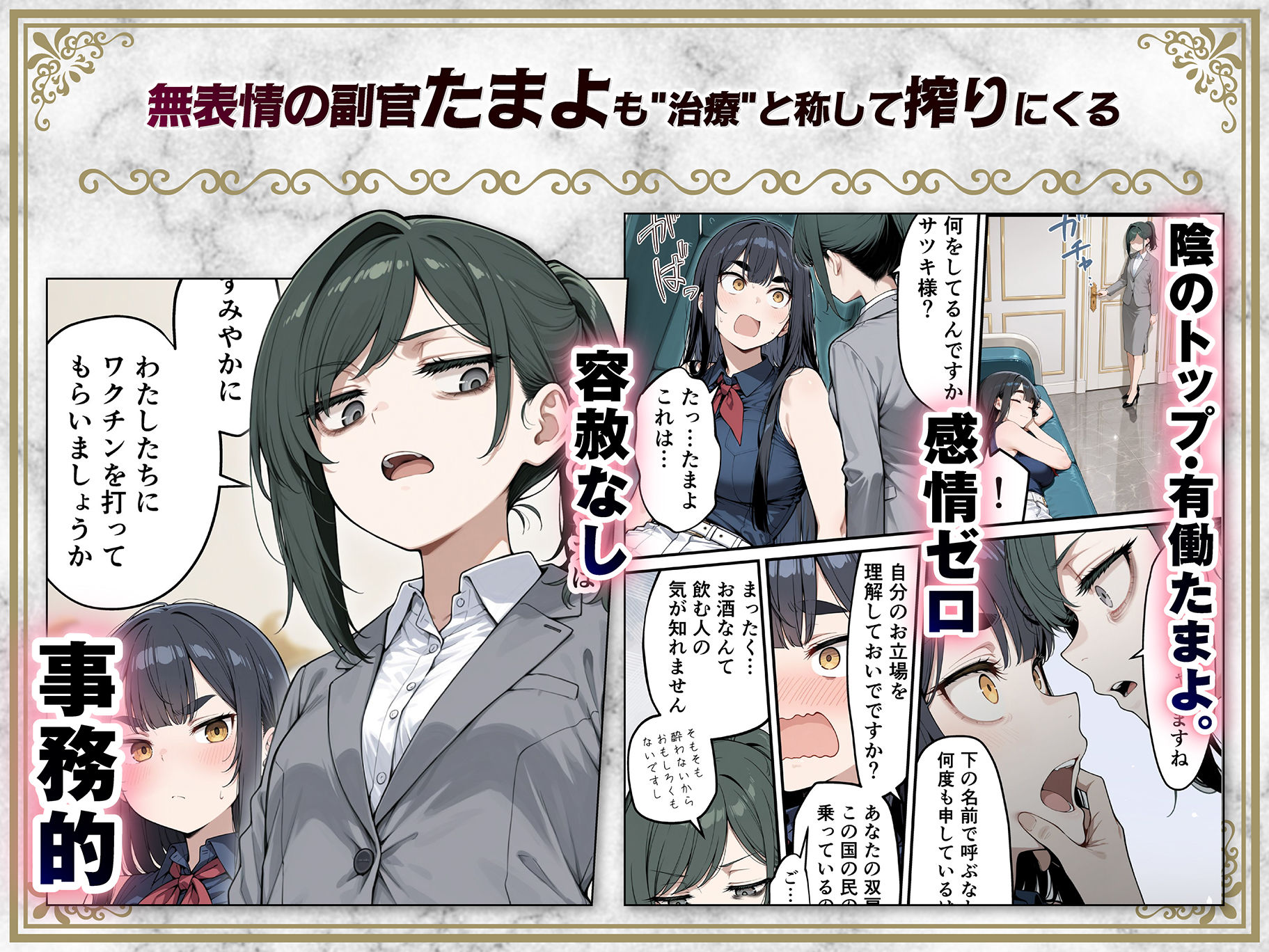 太眉おっぱい長官と貧乳ジト目副官にワクチンポな僕が搾精部屋へ閉じ込められる話 画像6