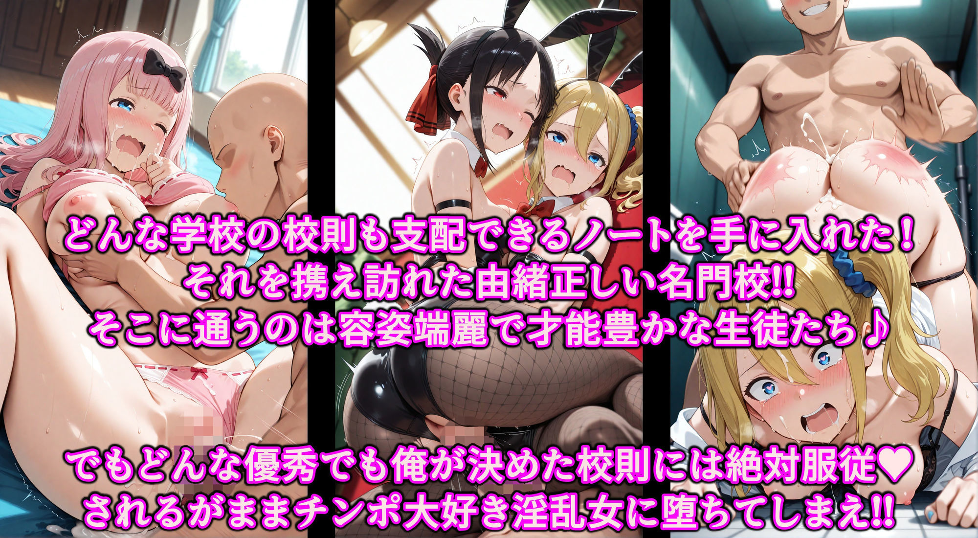 かぐや様達をエロ支配したい!!校則洗脳で生徒全員いいなり発情♪精子ベトベトでチンポ媚びる淫乱性奴 画像1