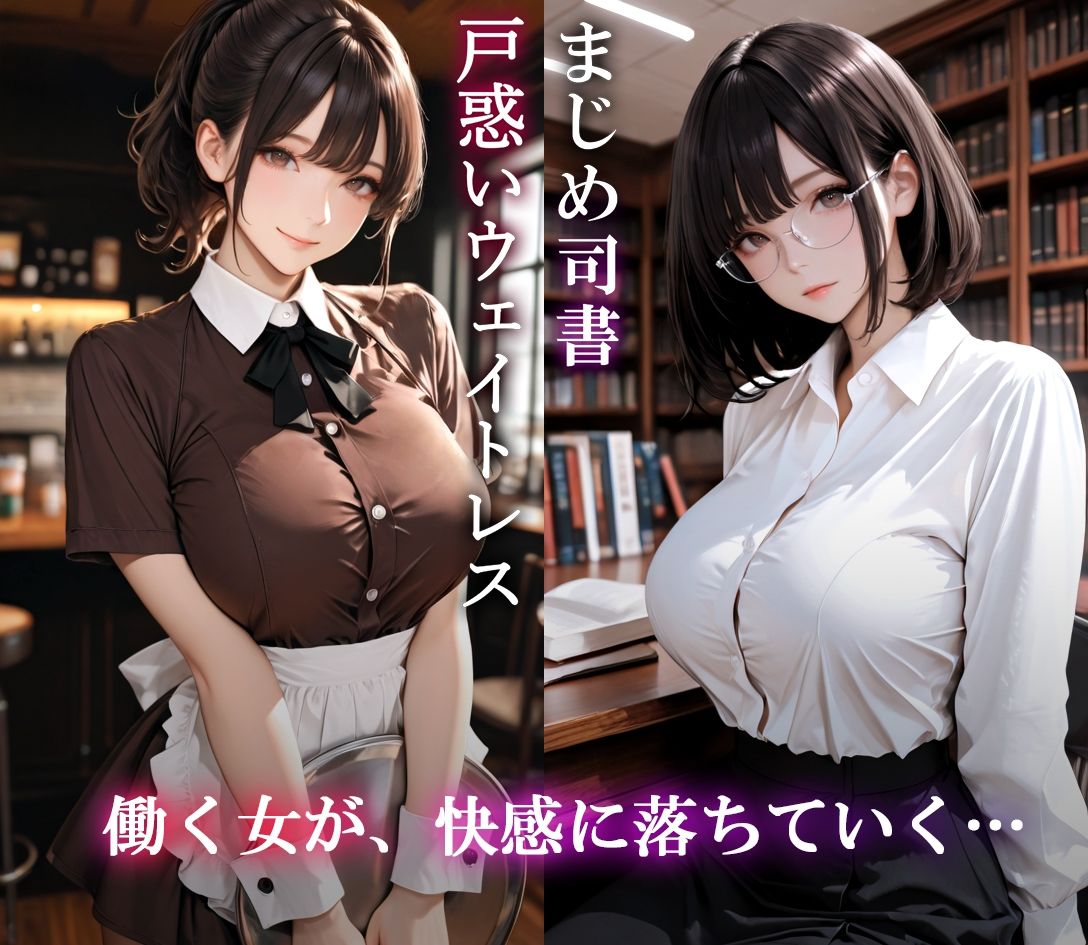 【AIのAV動画】働く女と生ハメ性交 まじめ司書と戸惑いウェイトレス 画像2